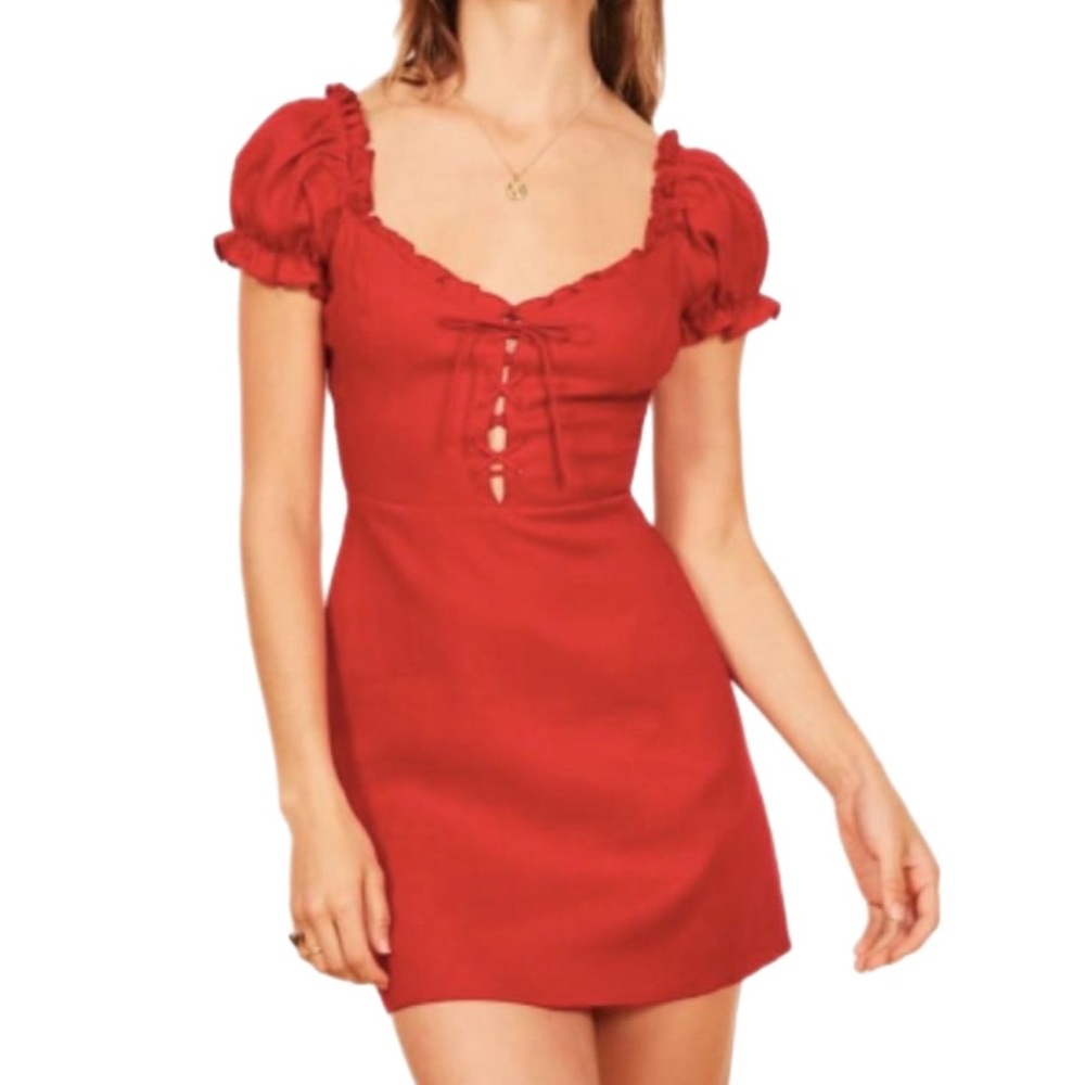 Reformation Klara Dress in Red